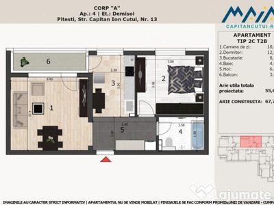 Negru Voda: Apartament 2 camere, confort 1, dec, Central