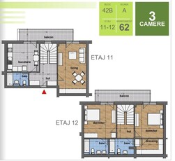 AP. 3 CAMERE DUPLEX ET 11/12 IN BLOC FINALIZAT-8 MIN METROU!