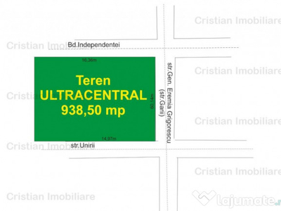 938mp Teren ULTRACENTRAL bd.Independentei deschidere la 3 st