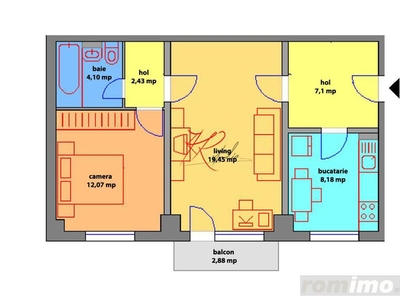 Vanzare apartament 2 camere Parcul circului, etaj 1