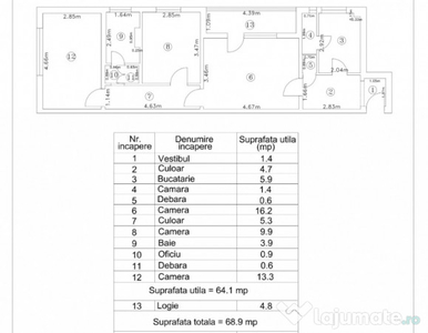 3 camere, etaj 1/4, centrală proprie, Liviu Rebreanu - metrou Titan