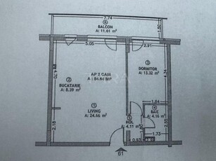 Apartament cu 2 camere de vanzare in Floresti