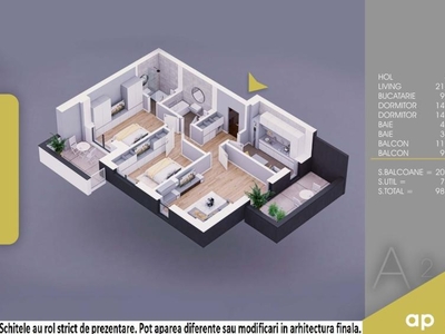 Apartament 3 camere Bucatarie inchisa_Titan_Parcare Subteran Bonus