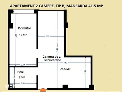 Apartament 2 camere, MANSARDA, Tip B, VISANI