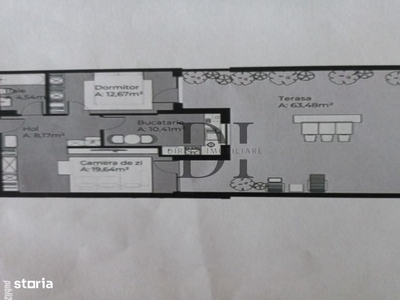 Apartament cu 2 camere de vanzare cu terasa de 64 mp