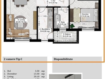 Apartament 2 camere Salajan, 2 camere Tip C complet mobilat si utilat Inca