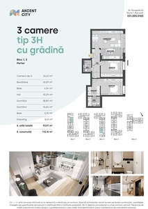 Apartament 3 camere decomandat zona Pajura - bloc nou
