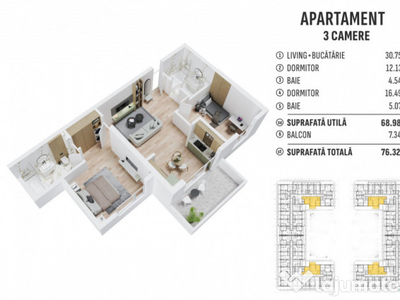 APARTAMENT 3 CAMERE / COMISION 0% / DIRECT DEZVOLTATOR