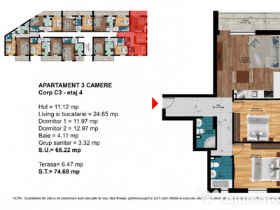 Apartament 3 camere finalizat - METROU BERCENI