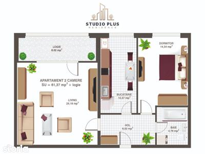 Apartament 2 camere 70 mp/Parcare inclusa/Aparatorii Patriei