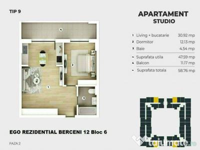 Studio cu 2 camere f spatios + terasa - Complex PREMIUM c...